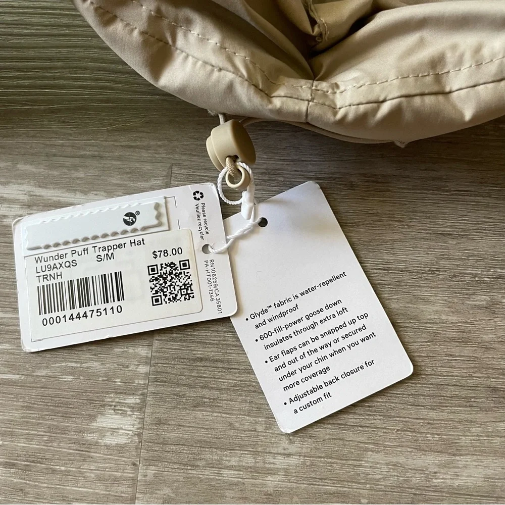 Size S/M NWT Lululemon Wunder Puff Trapper Hat - Trench - Picture 7 of 7
